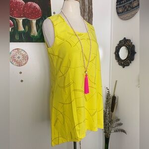 NWOT H by Halston spring summer sleeveless tunic top hi low yellow gold size S